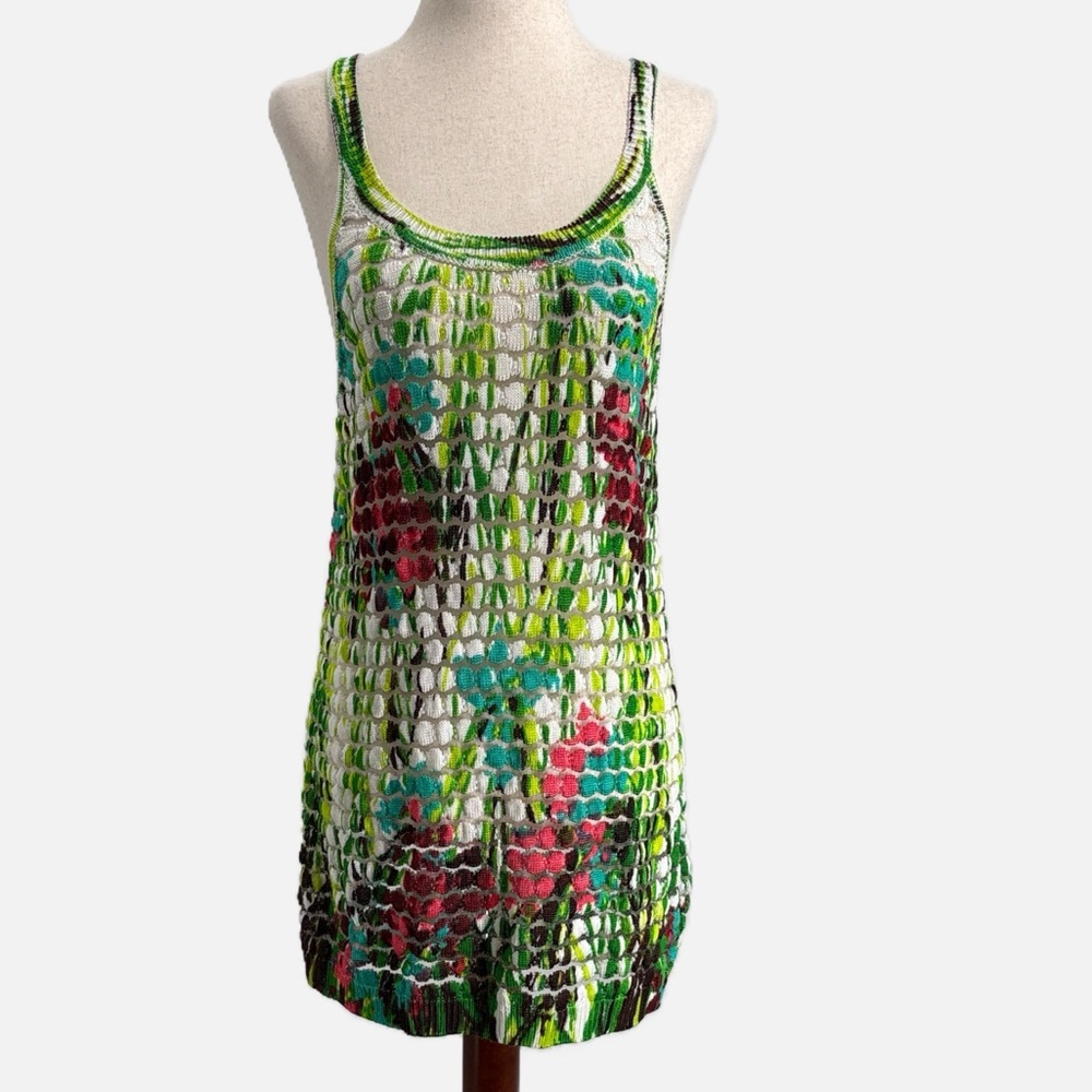Blumarine IT 44 Sheer Open Knit Floral Swim Cover Up Tunic Italy